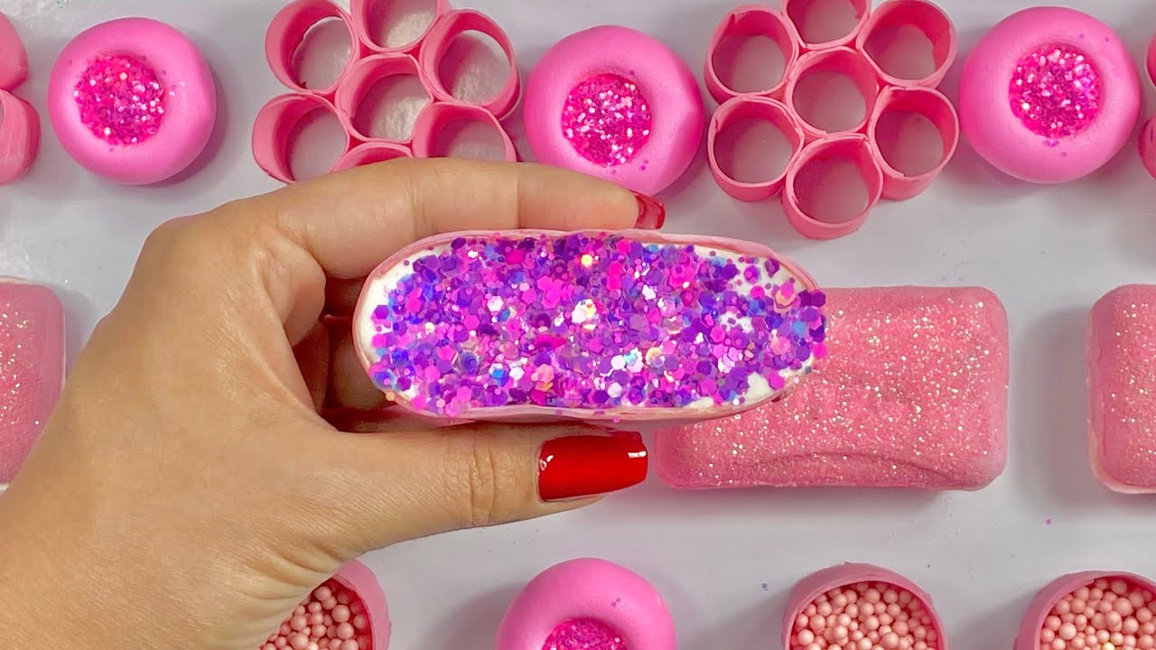Very satisfying ASMR video|Crushing soap boxes with granule and foam🩷Clay cracking🟣