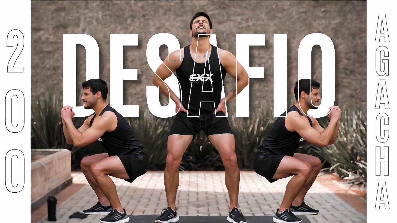 Desafio 200 AGACHAMENTOS, pernas enormes em 10 minutos ( treino em casa )