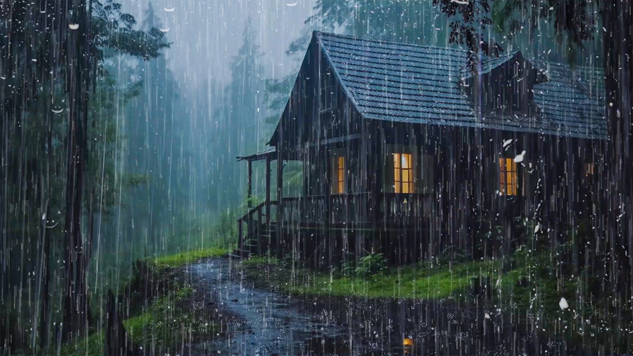 Sons de Chuva para Dormir Profundamente – Chuva Natural no Telhado com Trovões Profundos