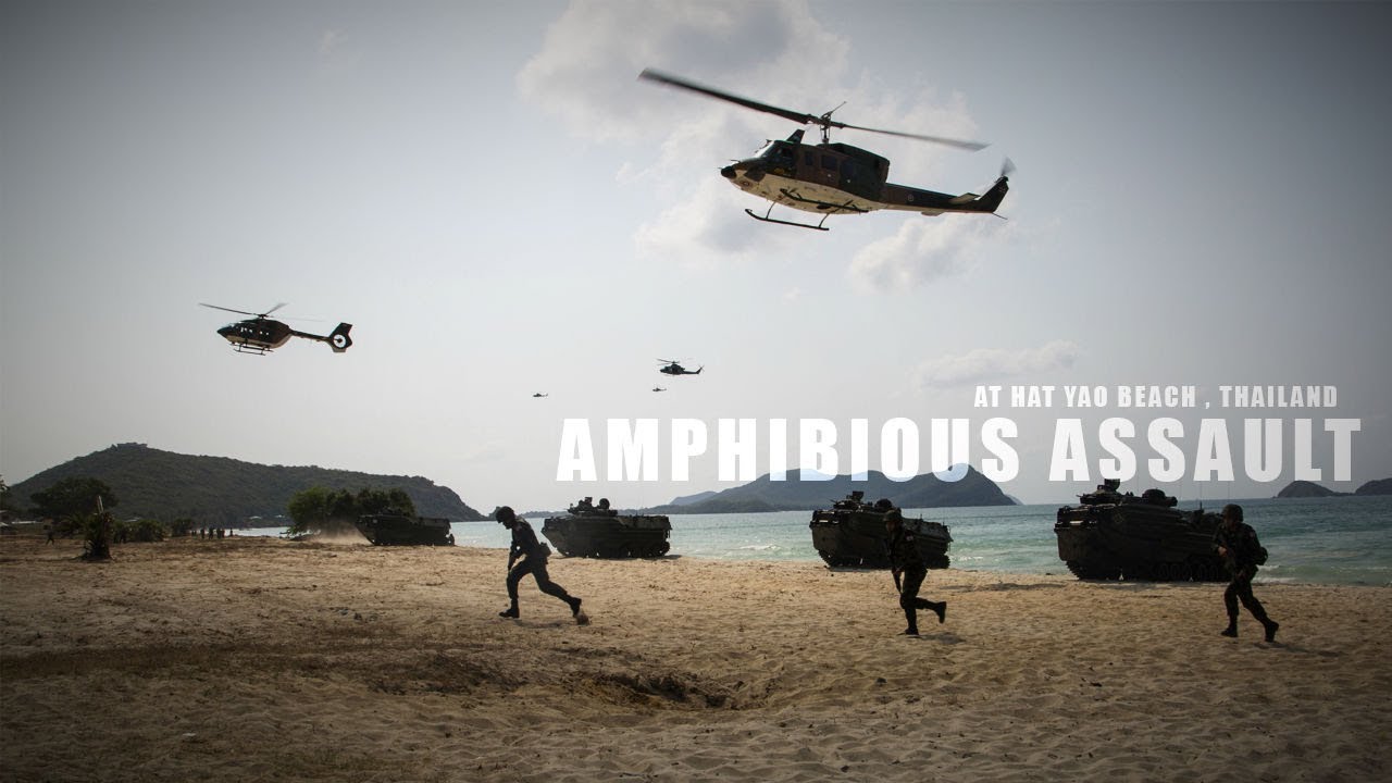 Cobra Gold 19: U.S., ROK, and Royal Thai Marines rehearse an amphibious assault  [Cam.1]