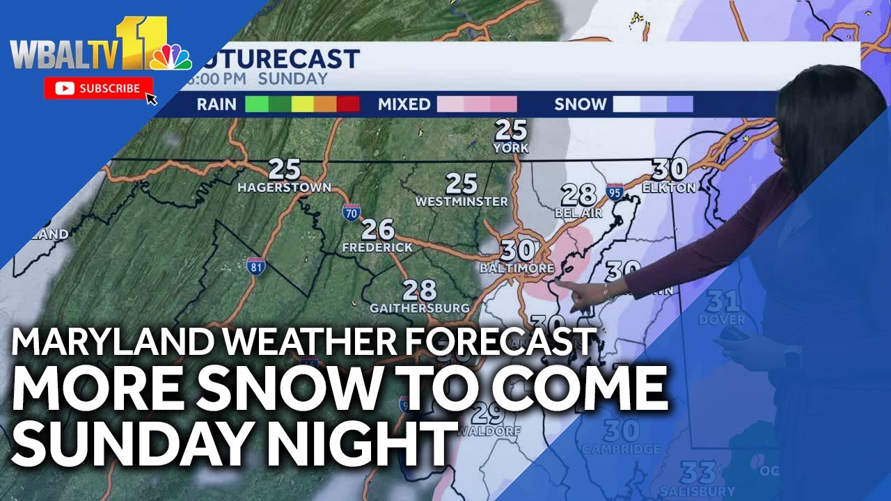 Wintry weather SE of Baltimore Sunday night