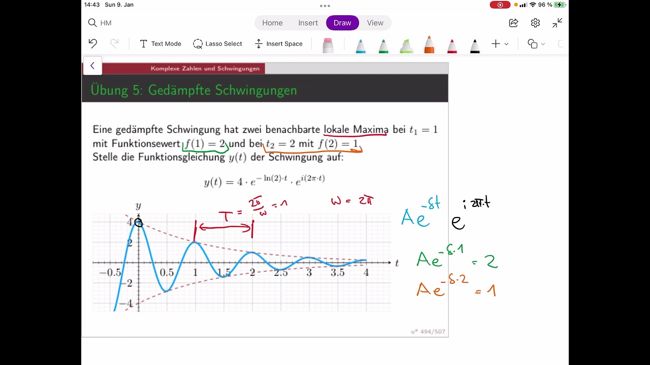 Mathematik 1 (lecture 30C) - gedämpfte Schwingungen