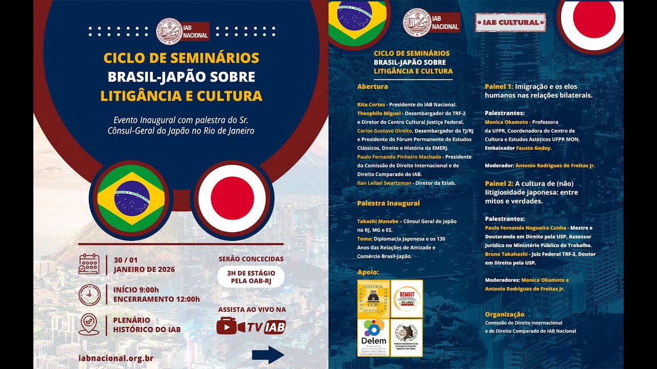 Webinar/Papo com o IAB - Ciclo de Seminários Brasil-Japão sobre litigância e cultura