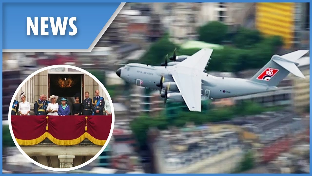 RAF flypast: Royals watch as F35s and Red Arrows soar over London
