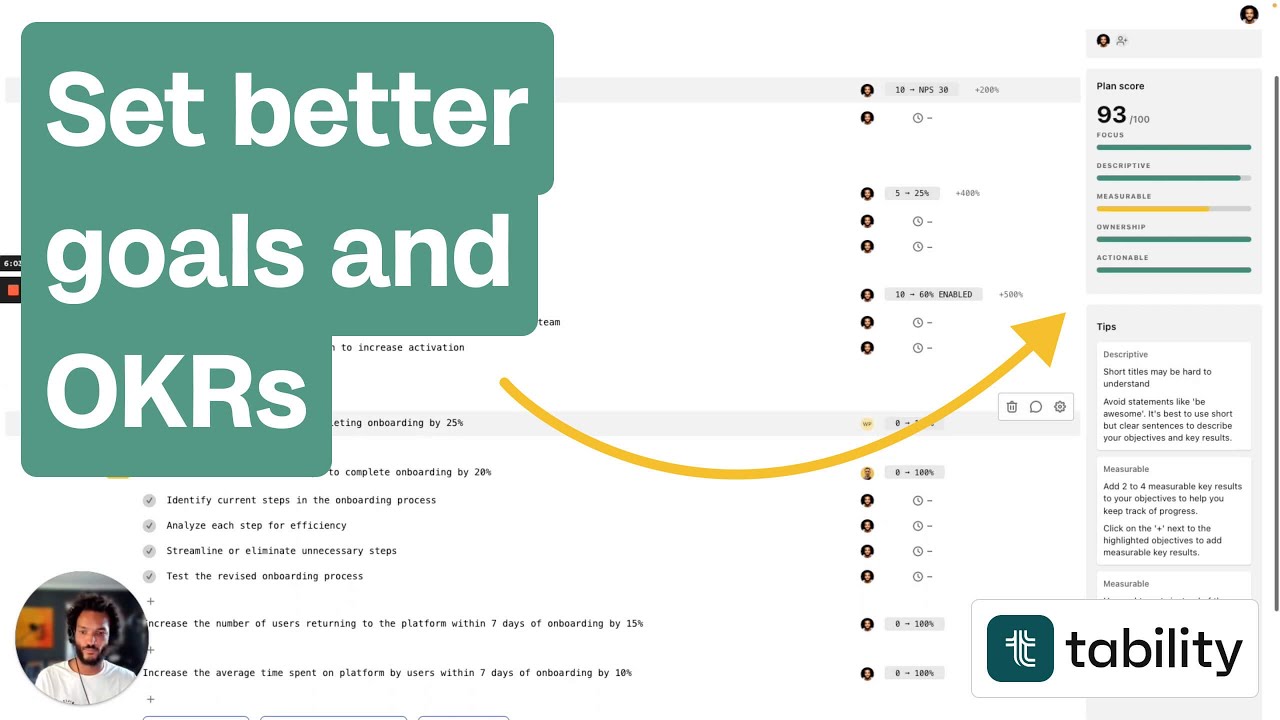 How to set better goals and OKRs with AI | Tability Product Tour
