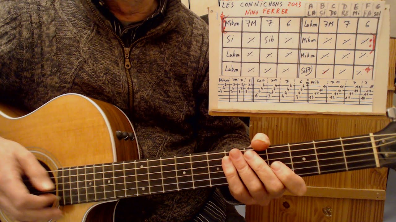 LES CORNICHONS DE NINO FERRER  //  ACCORDS GUITARE/ QSQS 3 / CH 14.     DIFFICULTE: 2/4