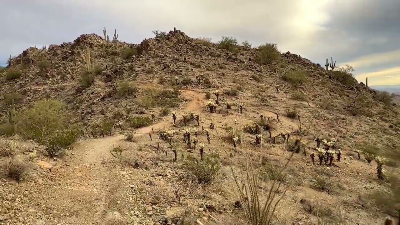 Skyline Crest Trail Hike Walking Tour part 3 — Sunrise in the Arizona desert mountains 