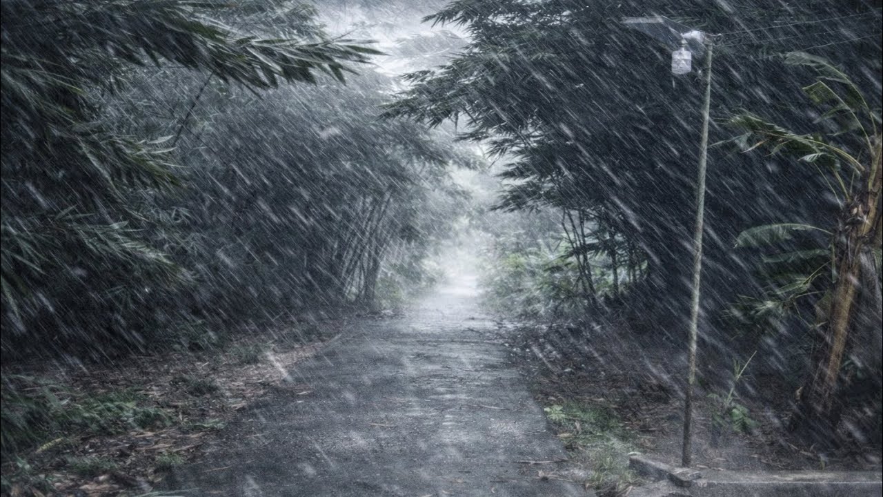 WALKING DAY HEAVY RAIN STORM ,NATURAL AND RELAXING VILLAGES🌧️