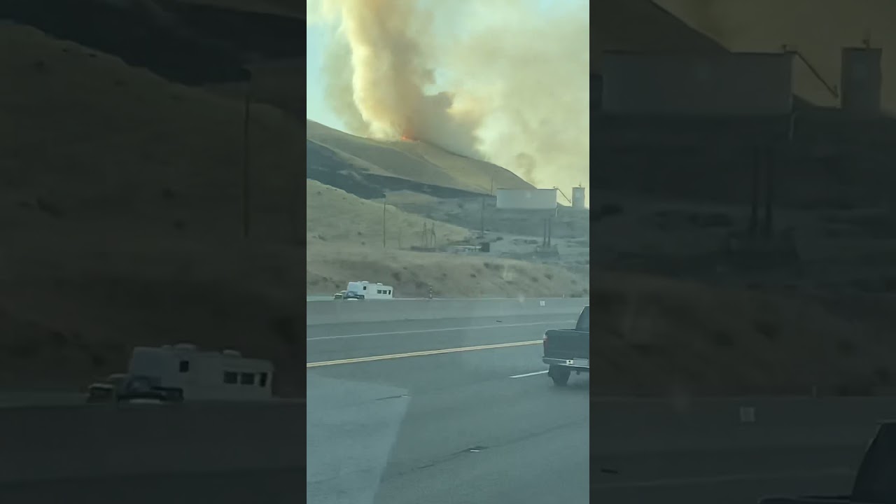 Wild fire started by simi truck catching on fire