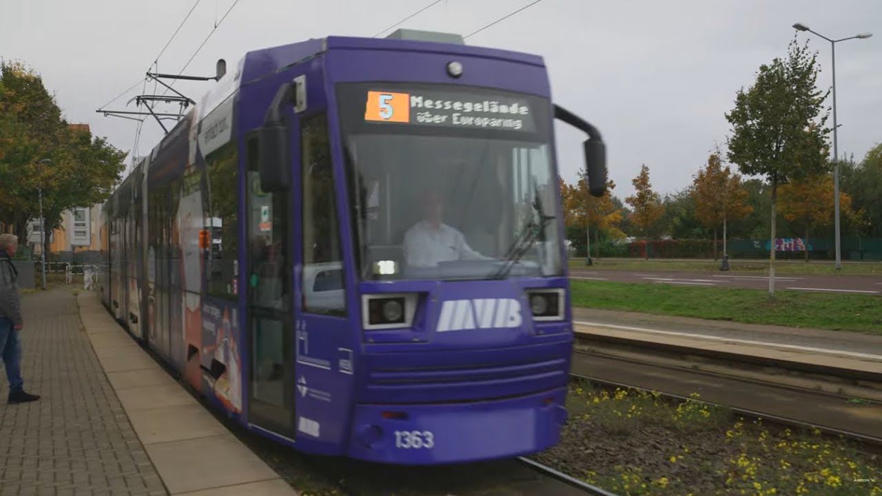 Germany, Magdeburg, tram 5 ride from Eisvogelstraße to Hasselbachplatz