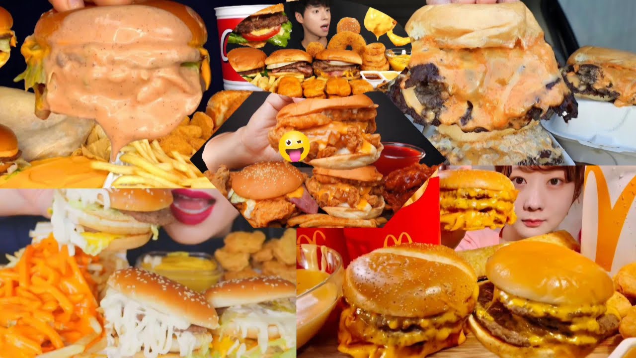 *MUKBANG_COMPILATION* IN&OUT,CANES,SMASH, KFC,MCDONALDS DOUBLE CHEESE BURGERS MENU ASMR MUKBANG