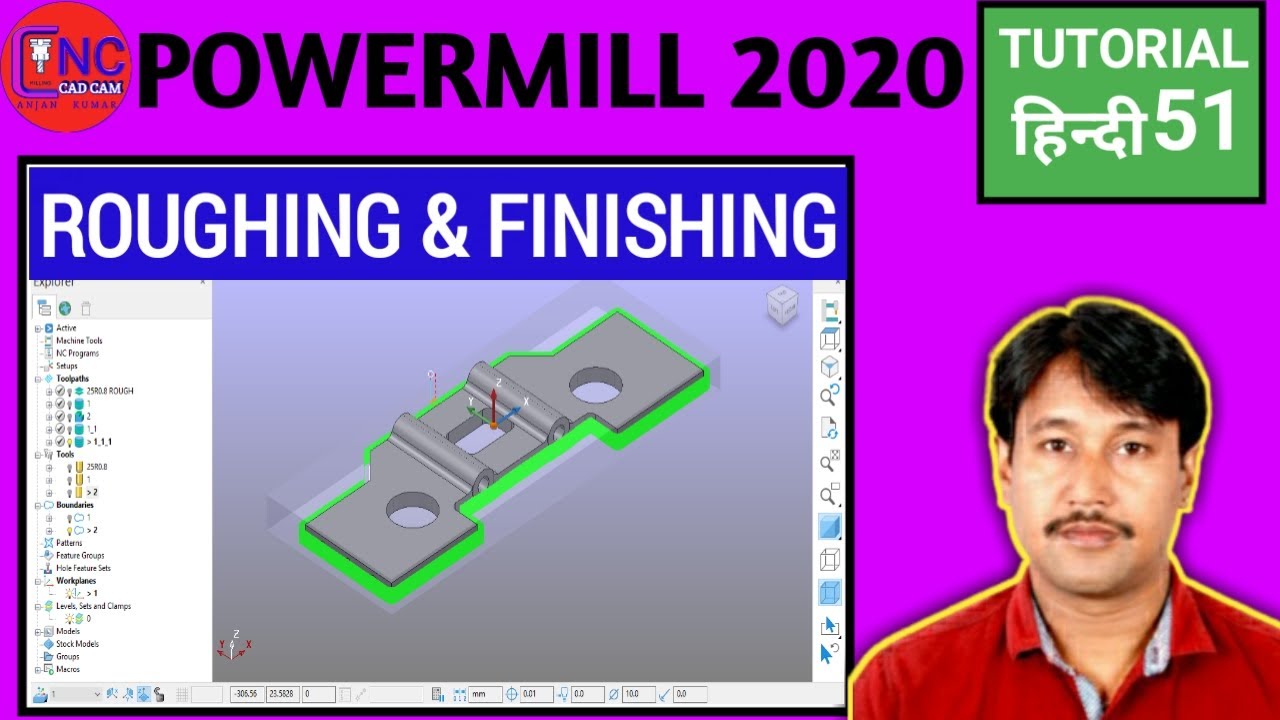 Powermill 2020 | Full tutorial | Roughing & Finishing | Generate  NC Program |