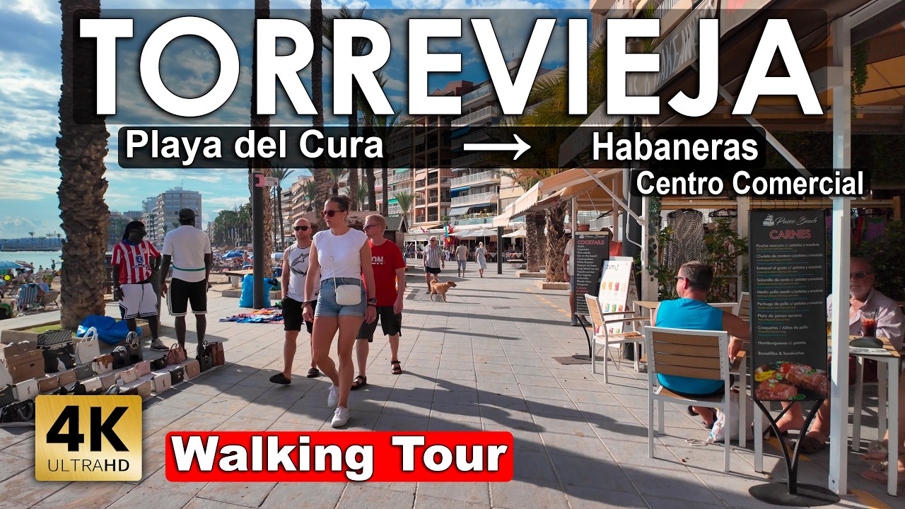 Torrevieja: Playa del Cura → Habaneras Centro Comercial | Costa Blanca - Walking tour [4k 60fps]