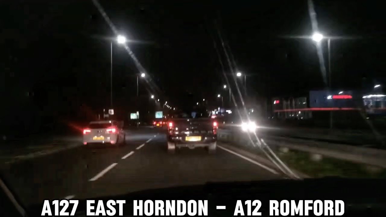 Scenic Night Drive in UK: A127-A12 Road | Brentwood - East London | UK Driving Tour