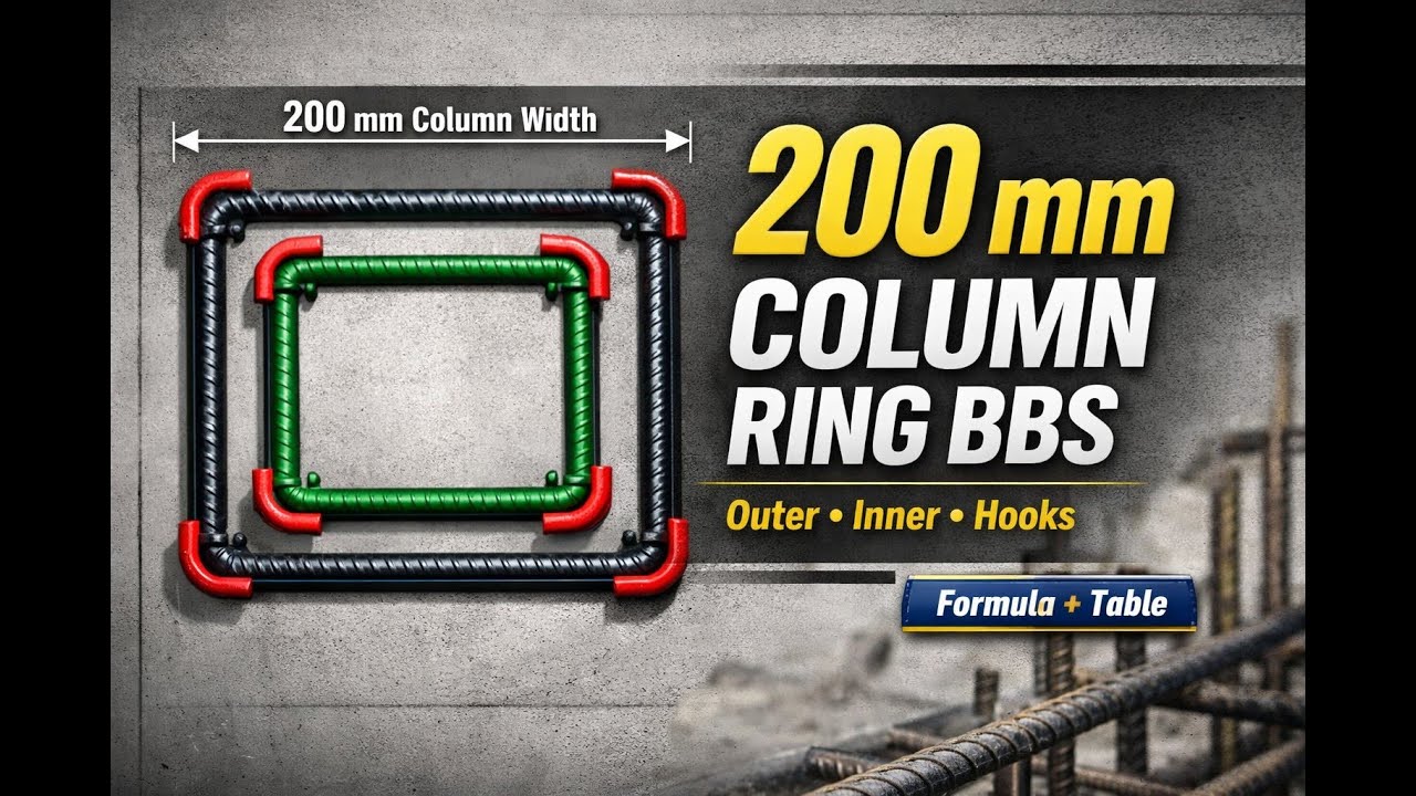 200 mm Column Width Ring BBS | Formula & Tabular Explanation | Easy Site Method