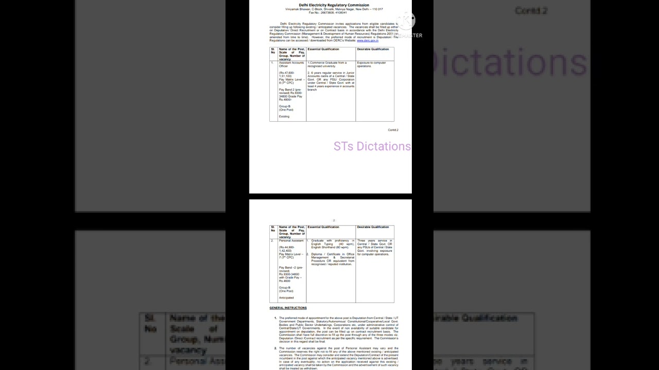 Delhi Electricity Regulatory Commission | PERSONAL ASSISTANT VACANCY | @shorthandtranscriptions