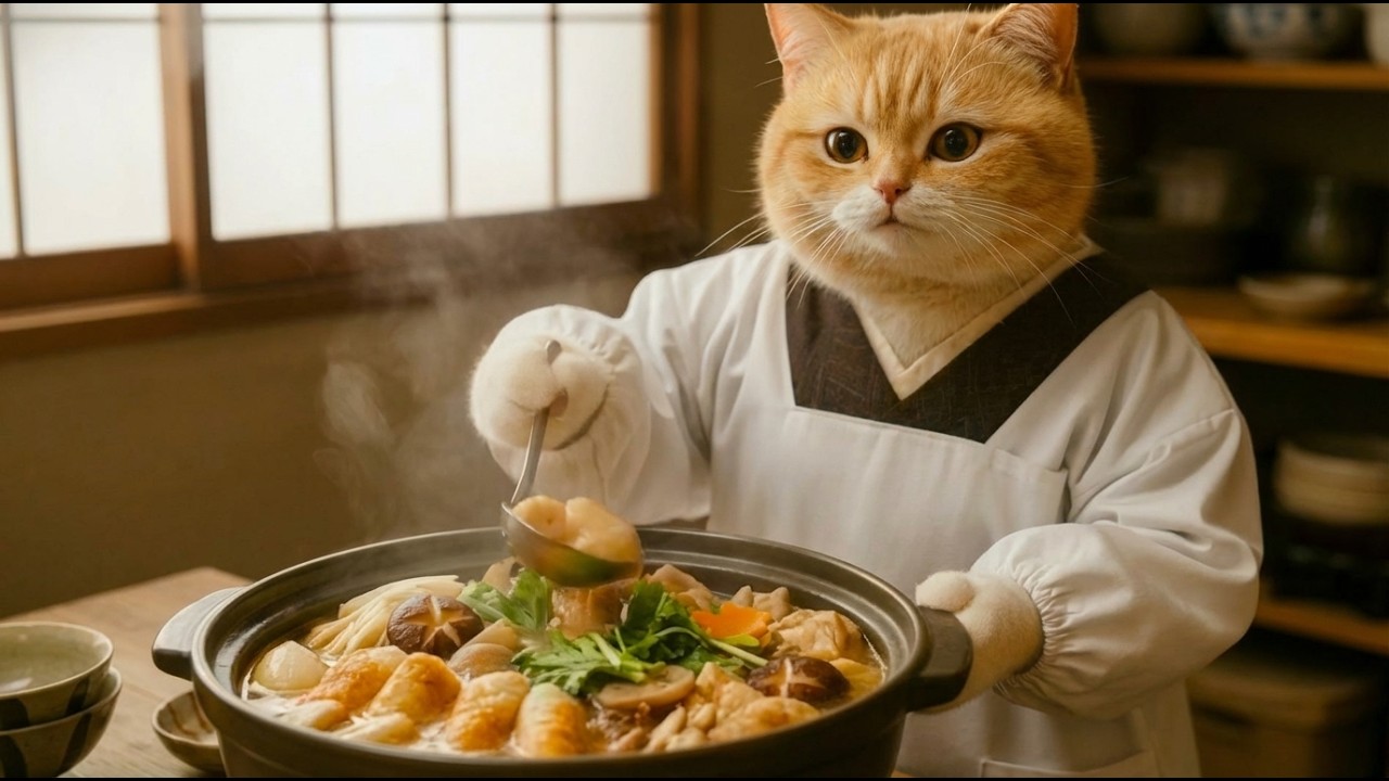 【秋田の山仕事飯】にゃんシェフ、山の男たちが愛した秋田きりたんぽ鍋を作ってみた