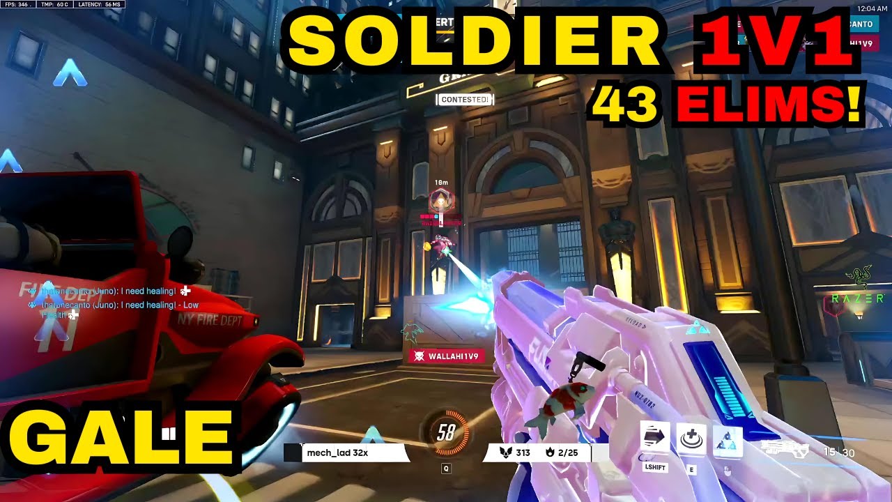 43 ELIMS! GALE - SOLDIER:76 1V1! World of Warcraft X Overwatch 2 SEASON 12