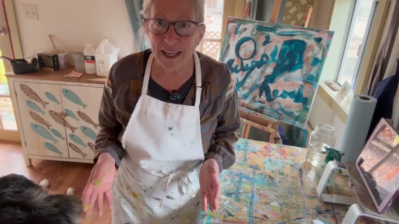 Working Three Abstract Paintings in One Session