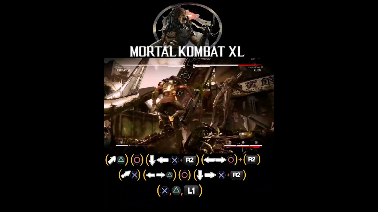 PREDATOR (HISH-QU-TEN) 48% DE DA&Ntilde;O COMBO #mortalkombatx #mkx #mkpredator #suscribete #combos #shorts