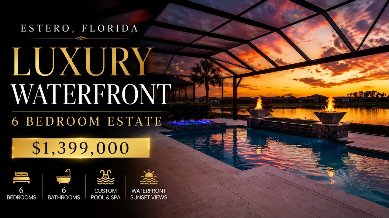 ESTERO FL LUXURY HOME FOR SALE | 6 BEDROOM WATERFRONT POOL HOME