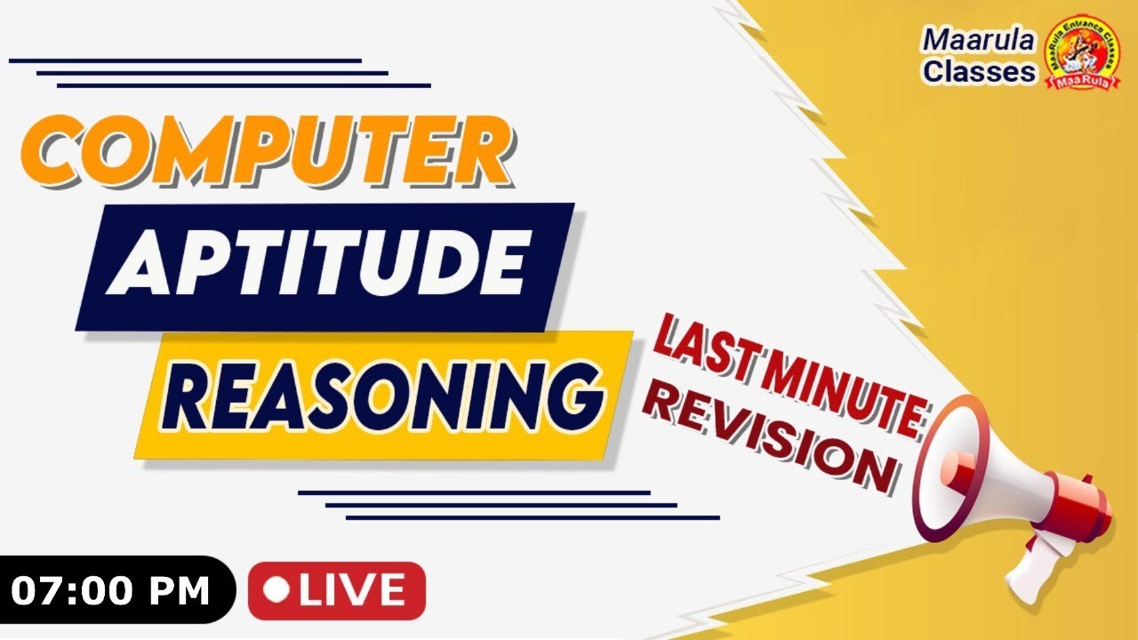 APTITUDE &  REASONING | PART-1 | ONLINE MCA COACHING | BEST MCA APP MaaRula Classes | BY ASHISH SIR