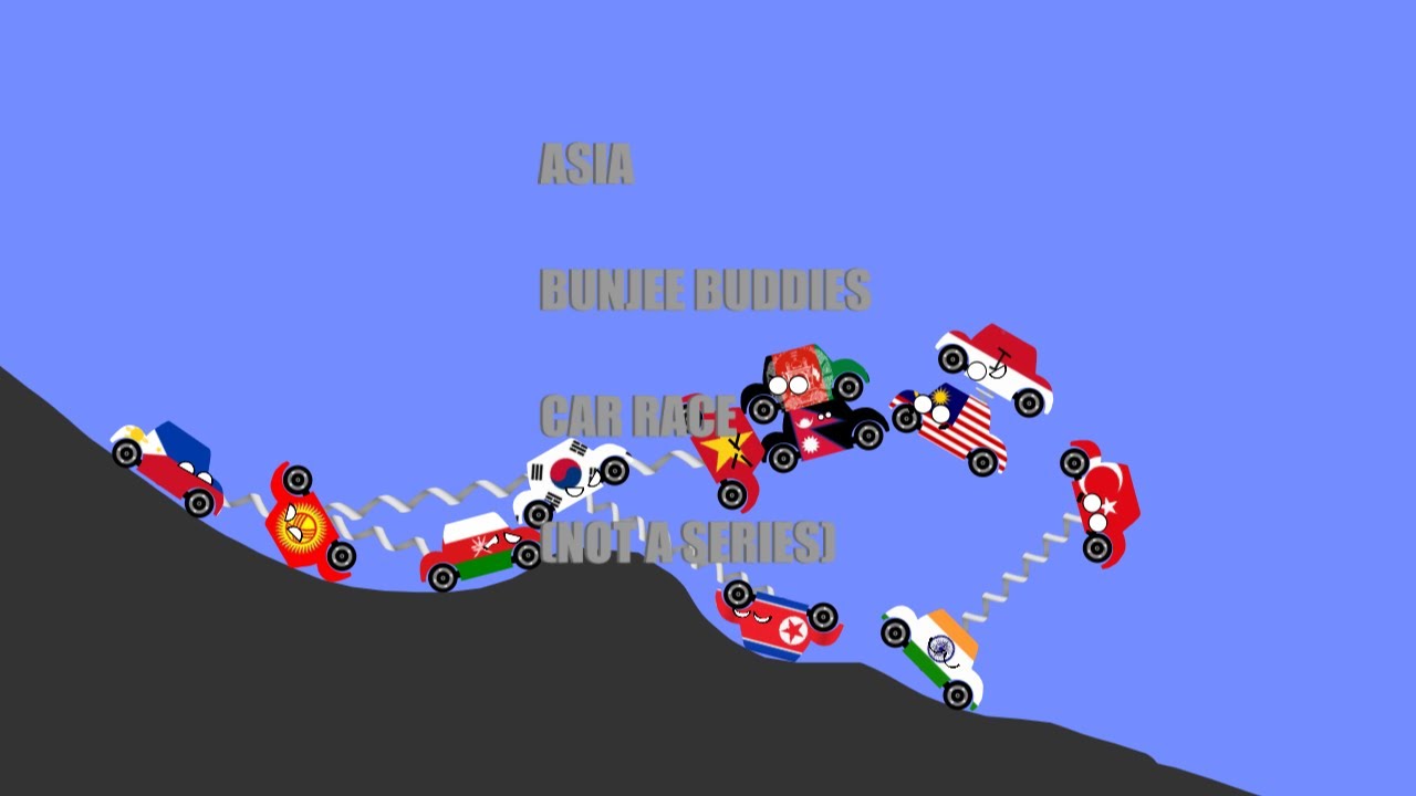 Asia Bunjee Buddies Car Race | Country Cars | Algodoo