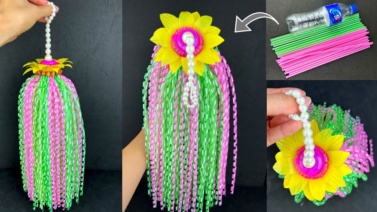 Very Beautiful ✅✅ DIY Mobile from Plastic tube. โมบายจากหลอดพลาสติก