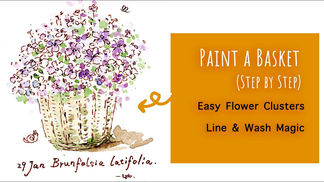 How to Paint Flower Clusters ｜Brunfelsia Line and Wash Tutorial for Beginners