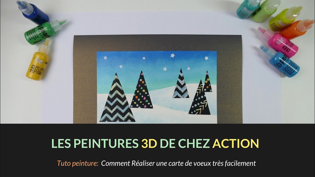Tutoriel français 3D Pearl Paint de chez Action, mon avis + carte facile à faire!