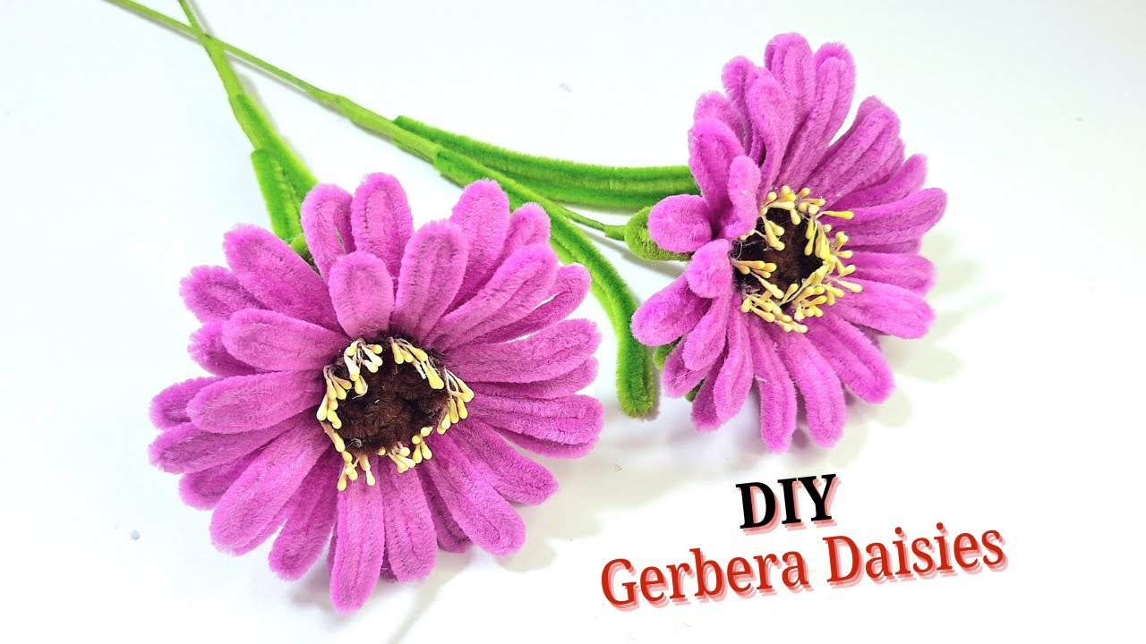 How to Make DIY Purple Pipe Cleaner Gerbera Daisies