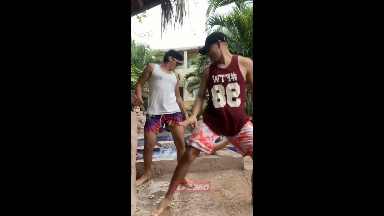 Dancing around hot tub fail