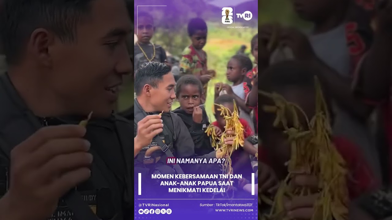 Momen Kebersamaan TNI Dan Anak-Anak Papua Saat Menikmati Kedelai