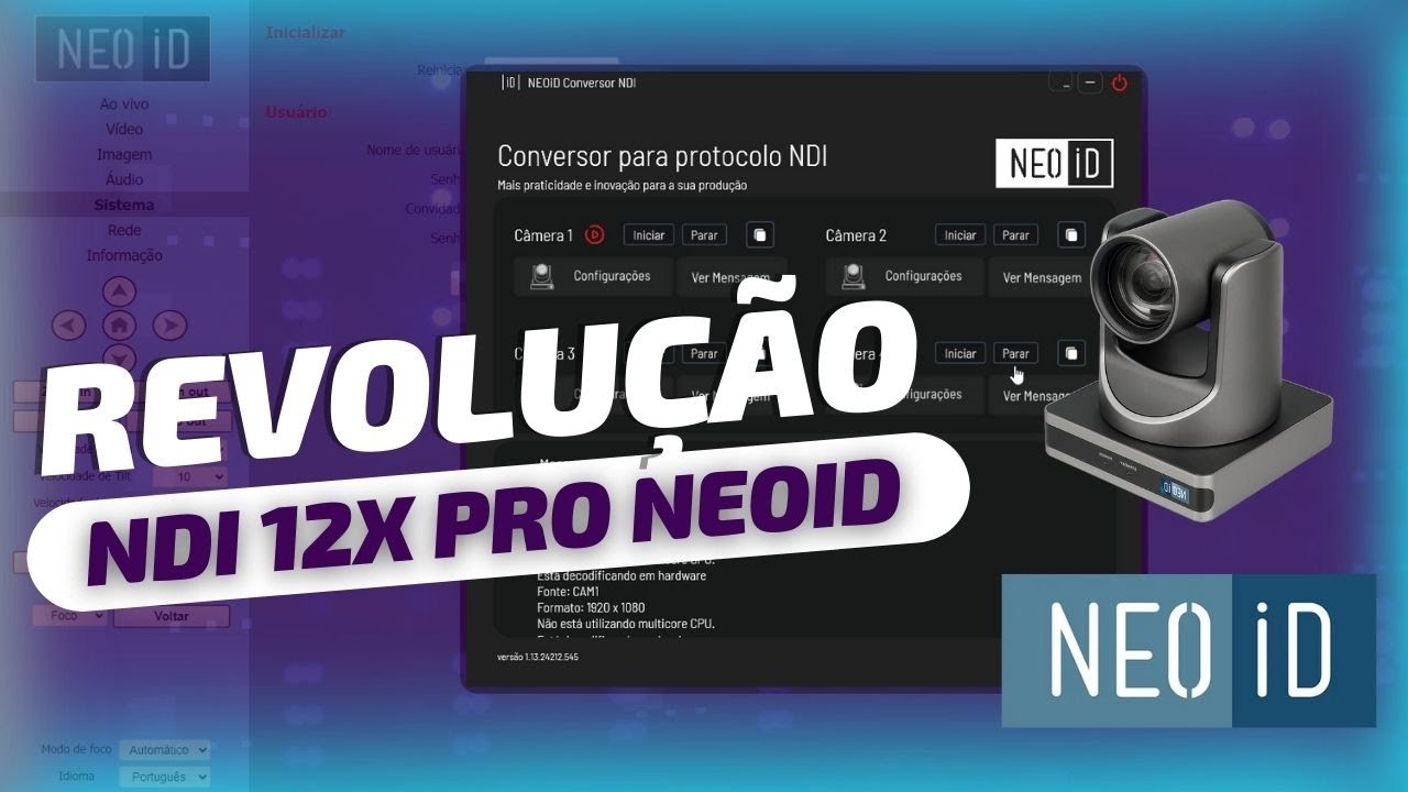 Conversor para Protocolo NDI | Câmera PTZ NEOID 12x USB PRO