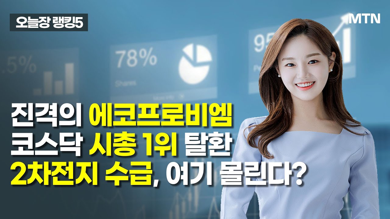 [오늘장 랭킹5] 진격의 에코프로비엠코스닥 시총 1위 탈환2차전지 수급, 여기 몰린다? / 머니투데이방송 (증시, 증권)