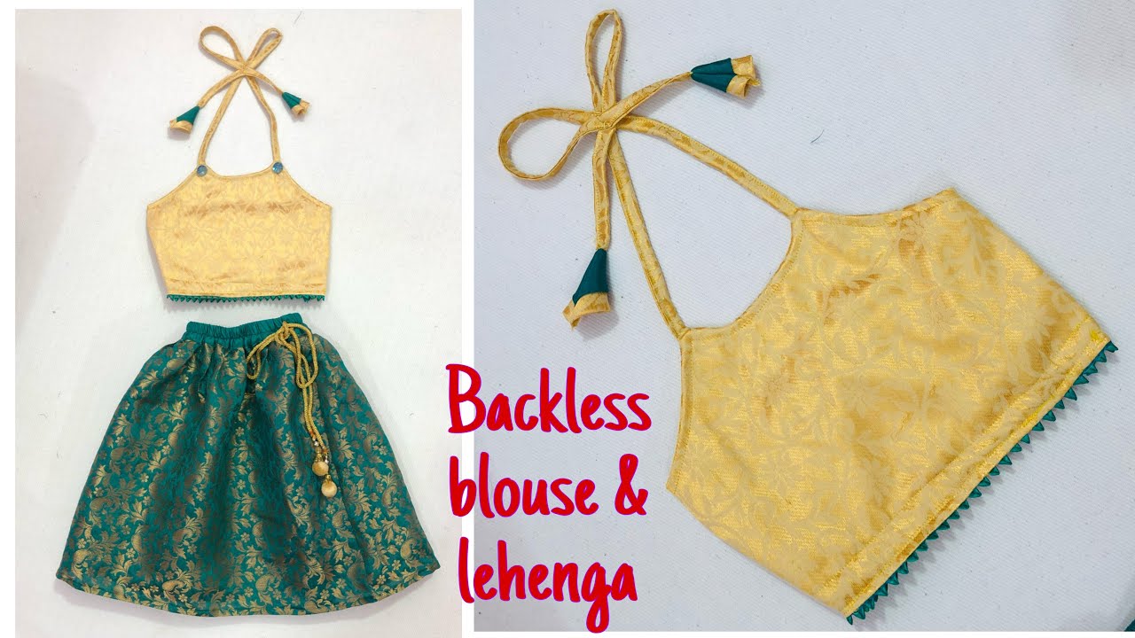 Baby lehnga choli / Backless top and lehnga / backless blouse with dori