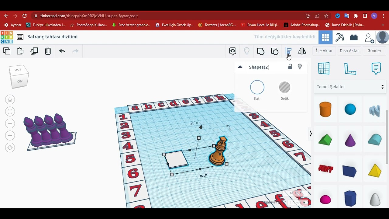 Tinkercad Dersleri #8(Satranç Tahtası yapımı)