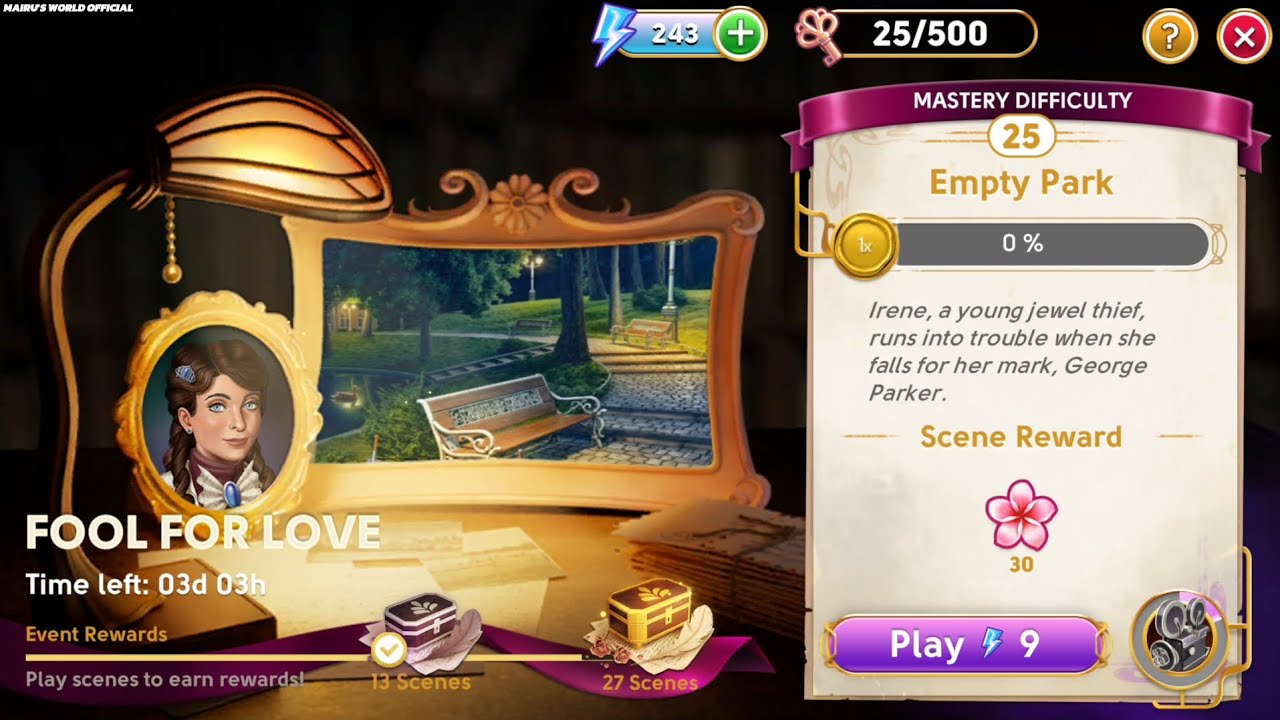 June's Journey Secrets 24R Scene 25 Empty Park Silhouette Mode 4K ULTRA HD