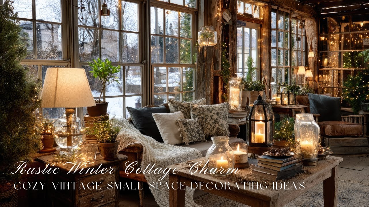 Rustic Winter Cottage Charm ❄️| Cozy Vintage Small Space Decorating Ideas