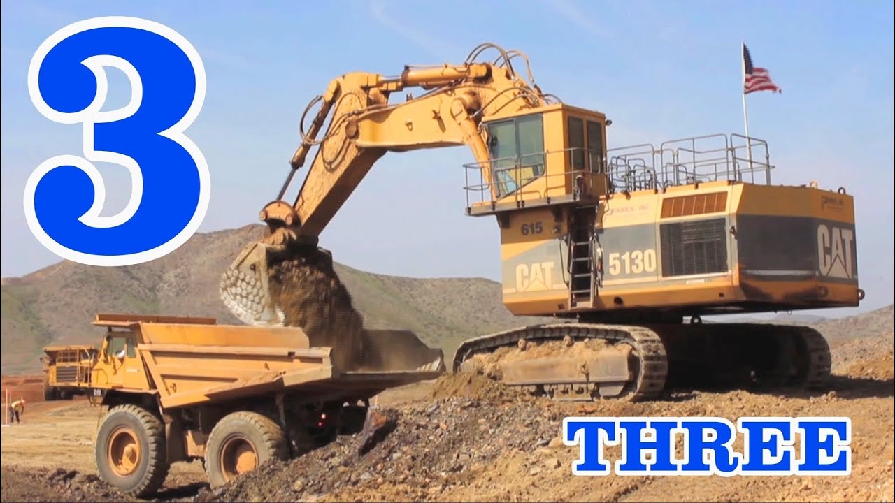 Excavators & Dump Trucks Teaching Numbers 1 to 10 - Learning to Count for Kids