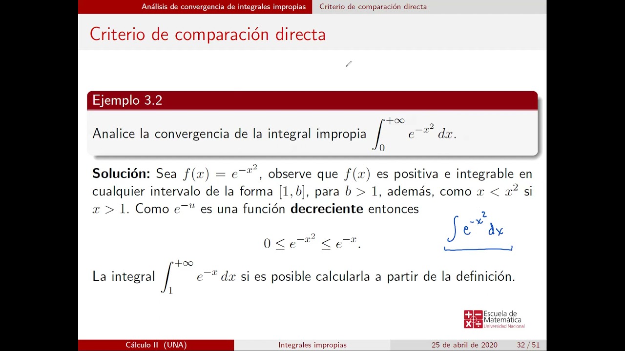 Comparacion dicecta y al límite de Integrales Impropias
