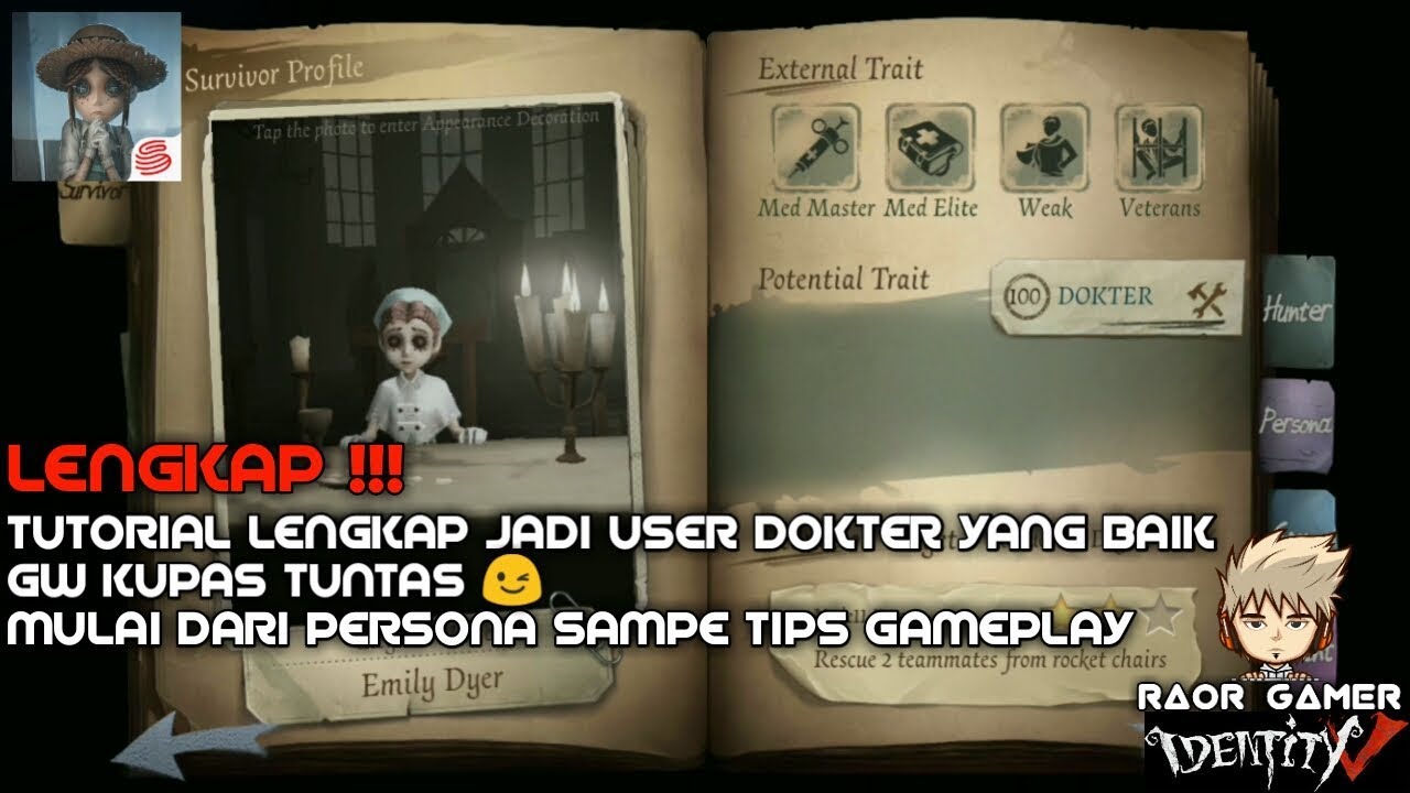 TUTORIAL LENGKAP SURVIVOR DOKTER || USER DOKTER WAJIB NONTON...😉👍 || IDENTITY V INDONESIA