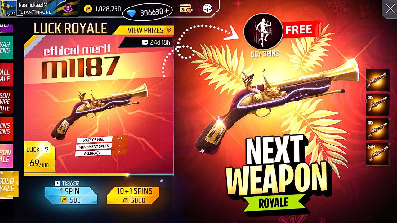 Next Weapon Royale Gun Skin Confirm 🤯 New Weapon Royale Free Fire | OB53 New Weapon Royale Gun Skin