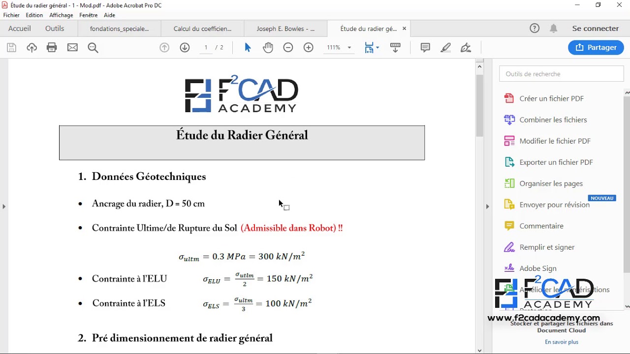 Evaluation du Coeff. d’élasticité d’un sol à partir de sa contrainte