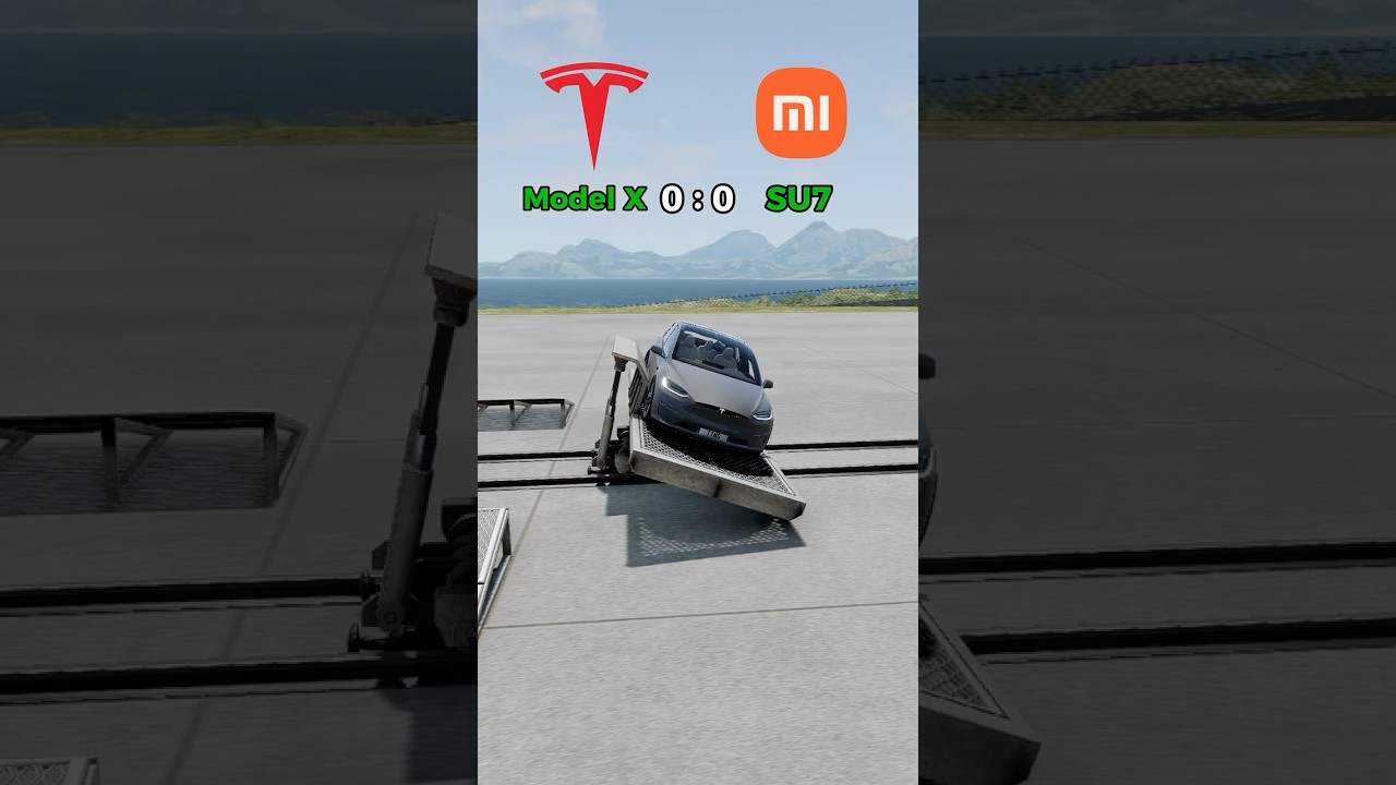 Tesla Model X VS Xiaomi SU 7 #beamngdrive #crash #beamng