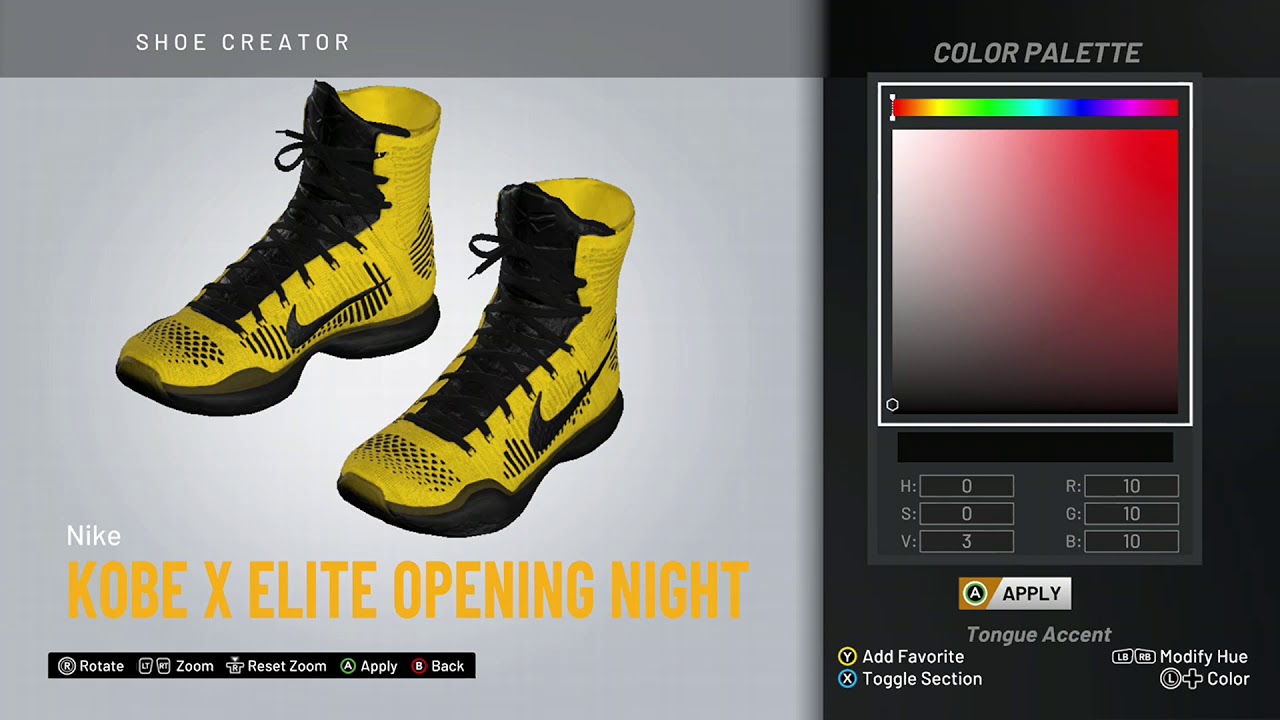 NBA 2K20 Shoe Creator - Nike Kobe 10 Elite "Opening Night"