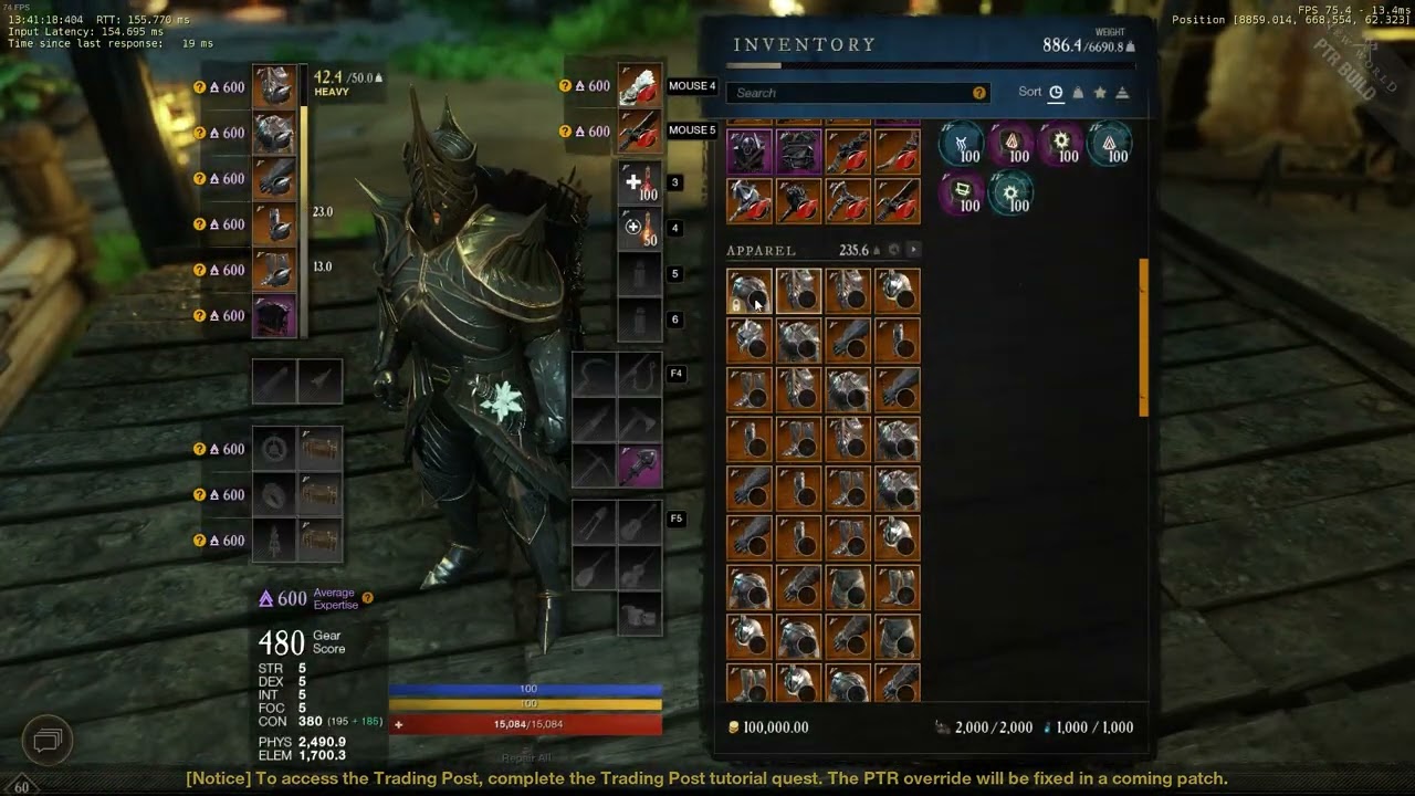 New World 2022.06.24 Summer PTR locked items drop bug
