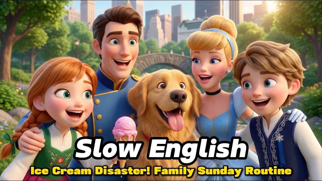The Ice Cream Disaster! Family Sunday Routine with our Dog! 🍦| Easy English Story (A2)