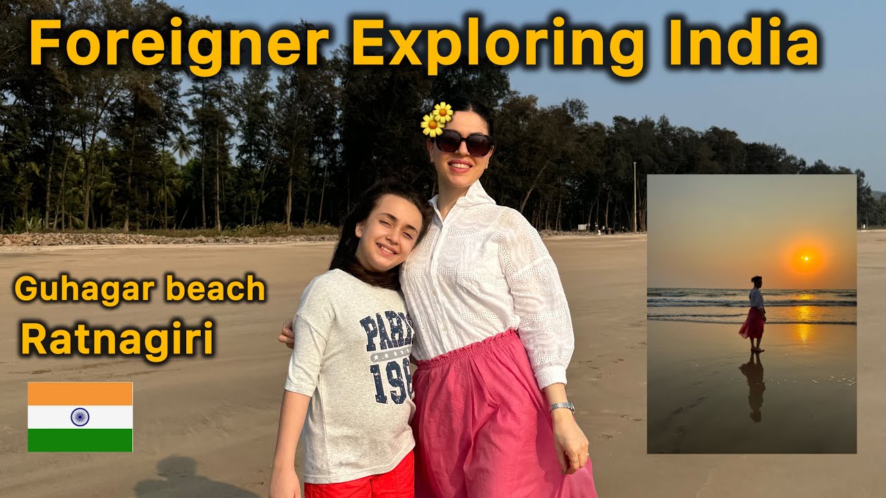 Foreigners' reactions to seeing a beach in India for the first time 🇮🇳 Guhagar beach،Maharashtra