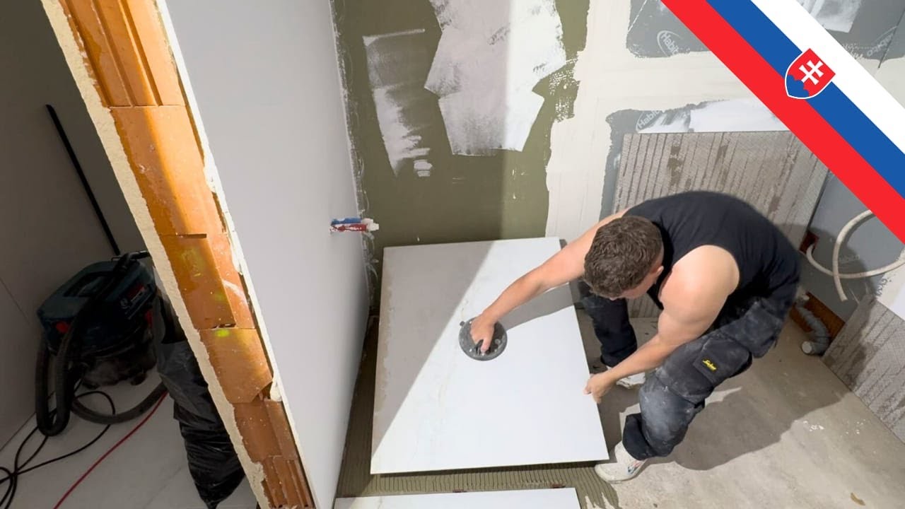 Cutting & Laying the Bathroom Floor Tiles – DIY Acrobatics Edition! 31